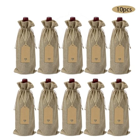 Tote bag 10 stk høykvalitets jute vinposer og gaveetiketter
