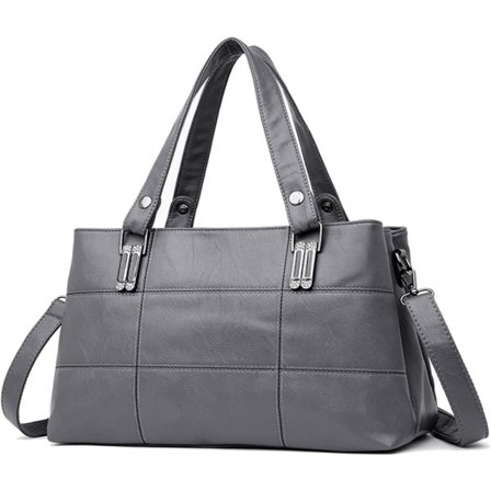 Håndvesker for kvinner Topphåndtak Lær Skulderveske Crossbody Vesker Dame Tote Messenger Designervesker (Grå)