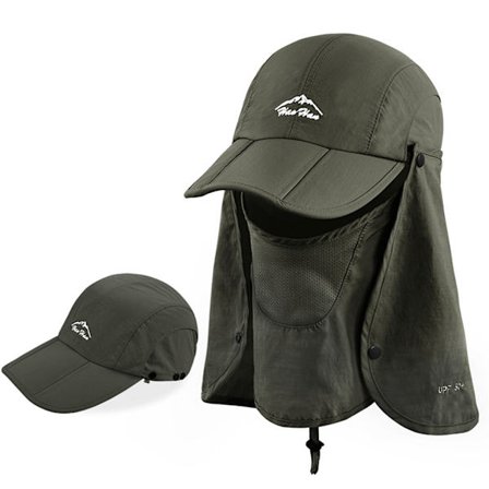 Aftagelig solhat med nakke- og ansigtsklap, udendørs fiskehatte, solbeskyttelsesvisir