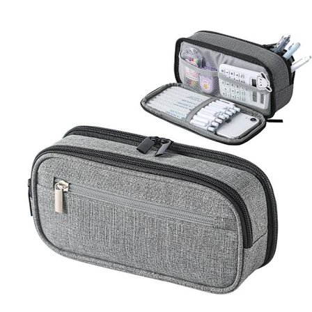 Veeki Suuri Kapasiteetti Canvas Kynäkotelo 3 Osastoa Laukku Monitoiminen Merkki Kynä Pussi Pidike Toimisto College Koulu Pojalle Miehelle Teini 