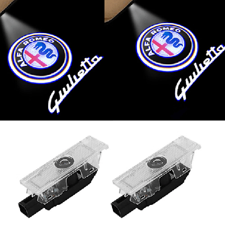Set med 2 Dörrprojektorer för Bil Alfa Romeo Logotyp Belysning Bil Dörrar Nybörjare LED Belysning Välkommen Projektionslampor 3D