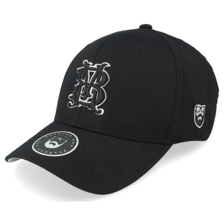 Bearded Man - Svart flexfit Keps - Monogram Black Flexfit @ Hatstore