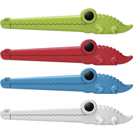 4 kpl Krokotiilintiivistysklipsit Sahalaitaiset muoviset sirupussiklipsit Uudelleenkäytettävät tuoreuden säilytyspuristimet Elintarvikkeiden 