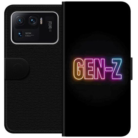 Kompatibelt Lommeboketui til Xiaomi Xiaomi Mi 11 Ultra Neontext Gen Z i fargerikt lys mot mørk bakgrunn i moderne digital stil