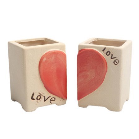 1 par hållbara fatformade keramiska krukor för suckulenter