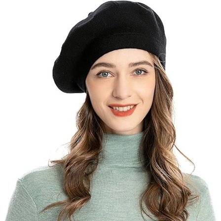 Fransk baskermössa vändbar enfärgad kashmir varm mössa för kvinnor flickor