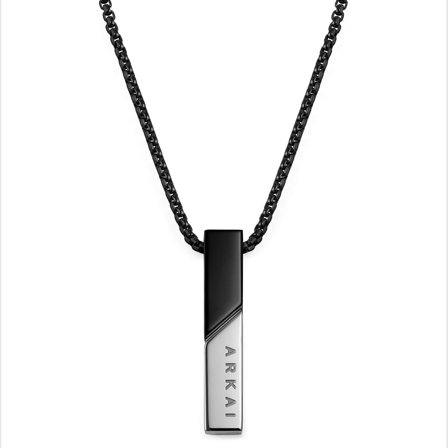 Collier Rico à pendentif noir et argenté pour hommes - Chaînes en acier