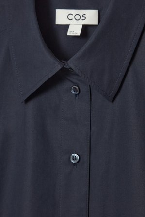 COS Women's Vestido Camisero Drapeado Oversize in Azul