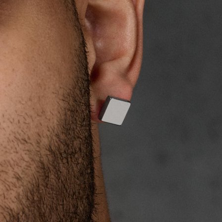 Pendiente de botón cuadrado de 10 mm para hombres - Pendientes con cierre a presión