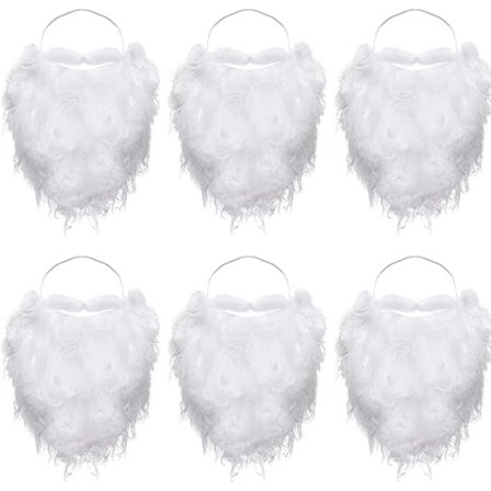 6 Stykker Morsomt Julenisse Skjegg Hvitt Falskt Skjegg Jule Julenisse Skjegg Kostyme for Tenåringer Voksne Utkledning Julenisse