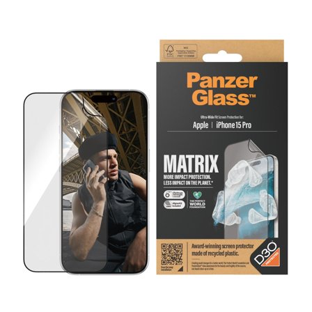 PanzerGlass Matrix - skjermbeskyttelse for mobiltelefon - with D3O, ultra-wide fit with AlignerKit