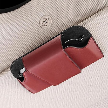 Solglasögonhållare för bil, solskydd, PU-läder, solglasögonklämma, förvaringslåda för solglasögon, universella biltillbehör