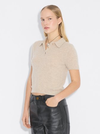 Holzweiler Cashmere Short-Sleeved Polo - Sand - Women's - Extra Small