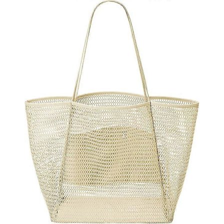 Sommarstrandväska, Mesh-väska för damer, Stor avslappnad axelväska med dragkedjeförsedd innerficka för resor, daglig användning, pool, gym, picknick