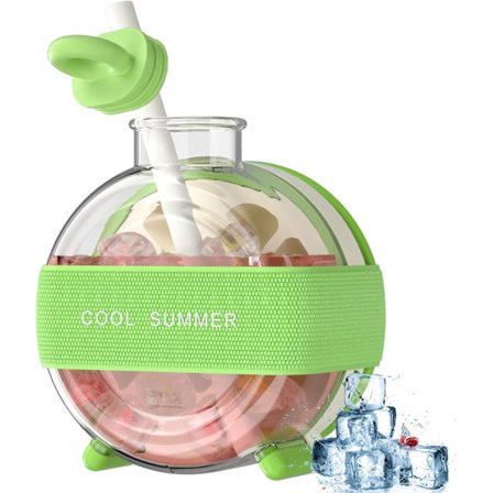 2-i-1 Iskubflaska med Lock - 500ml Grön BPA-Fri Portabel Mugg & Ismaskin för Sommardrycker, Kaffe, Vatten