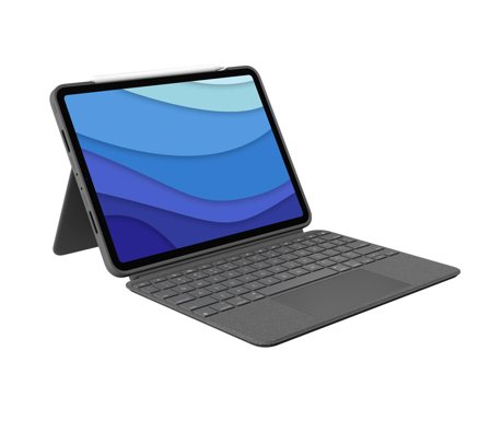 Logitech Combo Touch - tastatur og folioveske - med styrepute - QWERTZ - Tysk - Oxford-grå Inn-enhet