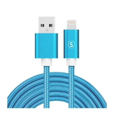 SiGN USB till Lightning -kaapeli, 2.1A, 2m, nailon - sininen