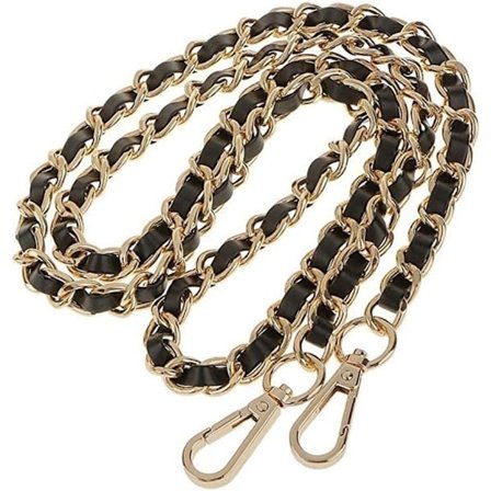 Paris_120 cm justerbar læder skulderrem med metal drejekroge til skuldertaske, dokumentmappe, håndtaske, 8 mm bred kæde guld