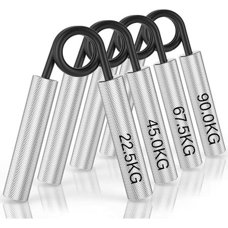 Grip Strength Trainer 4-pack, 22,5 kg–90 kg Handgreppstränare i metall, Halkfri kraftig underarmsmotionär, Handgrepp