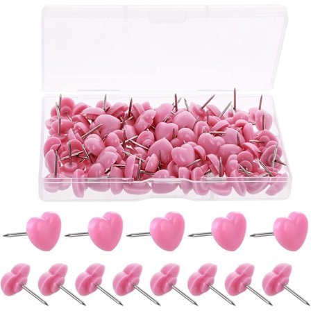 100 Stk. (Pink) Væg Reoler, 1,2 cm Hjerteformede Dekorative Tegnestifter til Hjem, Skole, Kontor, Opslagstavle