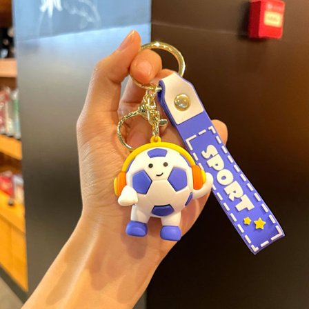 Fodbold nøglering, rygsæk charm, mørkeblå