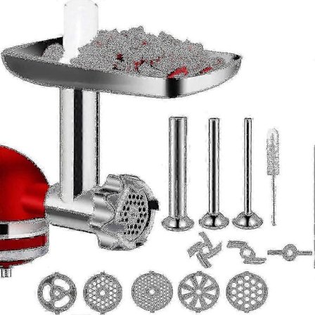 KitchenAid Köttkvarn Tillbehör, 5 Skivor 2 Blad, Lätt att Rengöra för Korv & Grönsaker Rostfritt Stål Matkvarn