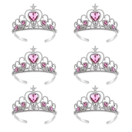 Krone- og klessett for prinsessekostyme, festtilbehør for barn/jenter/småbarn (helt rosa)