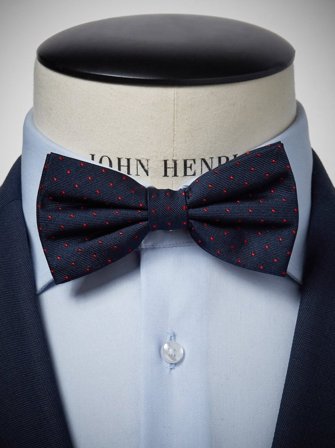John Henric Men's Blue & Red Bow Tie Dot Size Pre-tied