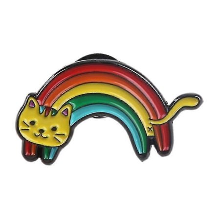 Rolig Pride Regnbågsfärger Katt Emaljnålar Söt Metall Tecknad Ryggsäck Brosch