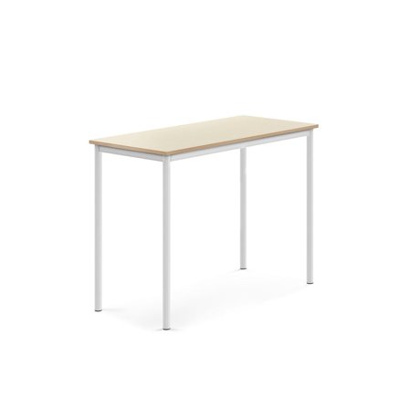 Desk SONITUS, 1200x600x900 mm, birch high pressure laminate, white