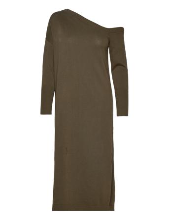 Lolamw Cut Out Knit Dress Dresses Knitted Dresses Khaki Green My Essential Wardrobe