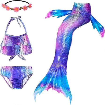 Havfruehaler til svømning 4 stk. pigebadedragter Prinsesse Bikini Badedragt Sæt til børn, piger, børn