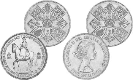 England 1953-1960 - Kongelige Krone samling - Dronning Elizabeth II - 2 mønter - Ucirkuleret