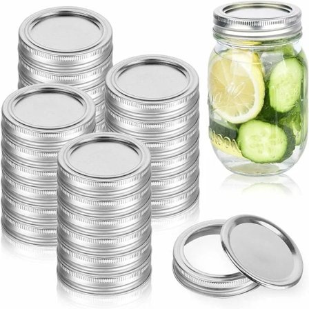 Mason Jar Låg, 24-pak 70 mm almindelig mund, lækagesikre konserveringslåg, split type låg