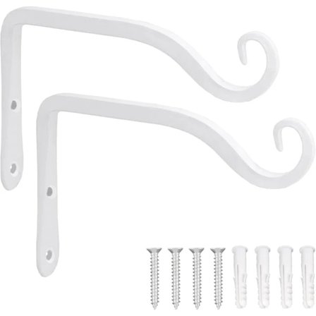 Hængende Plantebeslag, Vægkrog Planteophæng 15 cm Dekorative Kroge til Indendørs Plantepotte Lanterne, Udendørs Fuglefoder Vindspil, 2-pak Hvid