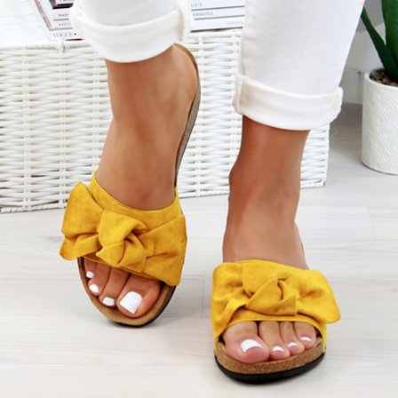 Summer Bow Flatform Mule Sandaler Slip On Sliders för kvinnor .