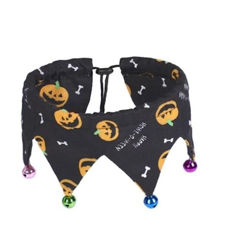 Halloween Kjæledyr Justerbar Bandana Valp Gresskar Spøkelse Kostyme Skjerf Krage med Bjelle Svart