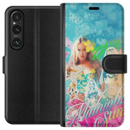 Kompatibelt Lommeboketui til Sony Xperia 1 VI Eventyrverden med Steve, Creeper og dyr i fargerik blokkgrafikk