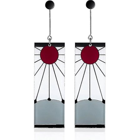 925 Sterling Sølv Tanjiro Øreringe, anime Demon Slayer Cosplay Tanjiro Sorte Øreringe Øreclips Kimetsu No Yaiba Hanafuda Halloween Til Mænd Kvinder 