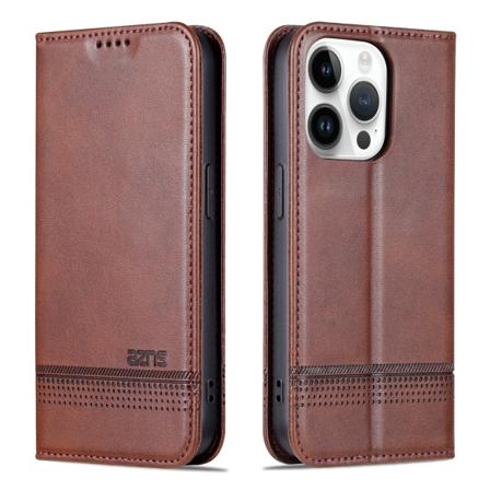 iPhone 15 pro max - Magnetisk Läderfodral med 3-kortfack Dark brown
