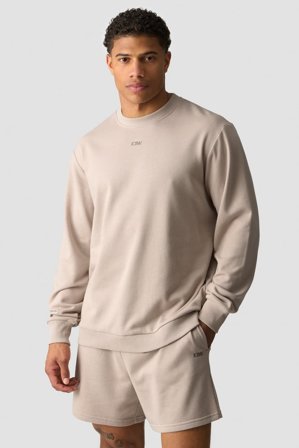 ICANIWILL - Everyday Unbrushed Relaxed Crewneck Light Greige - Heren - sportkleding van ICIW