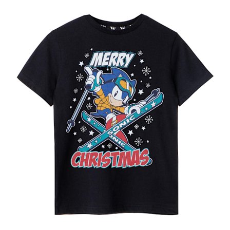 Sonic The Hedgehog Boys Merry Christmas T-Shirt 3-4 år Svart