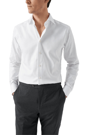 Eton Skjorta I Texturerad Twill Contemporary Fit Skjortor Herr Vit 40