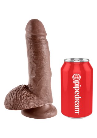 KING COCK 7 INCH W/ BALLS BROWN DILDO