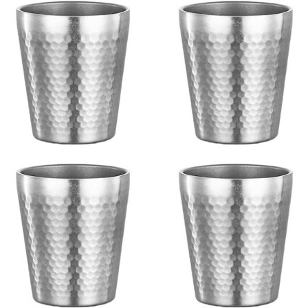 Neliosainen kaksiseinäinen ruostumattomasta teräksestä valmistettu kuppi 175 ml pinottava ja eristetty sopii kylmille ja kuumille juomille 