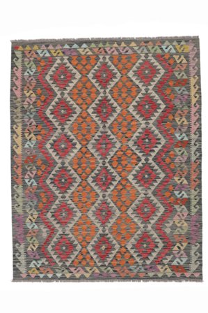 Ruční Tkaní Kelim Afghán Old Style Koberec 154X192 Vlněný Hnědá/Černá Malý