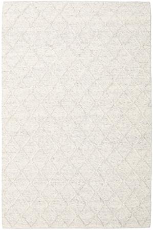 200X300 Checkered Rut Rug - Light Grey/Cream White Wool