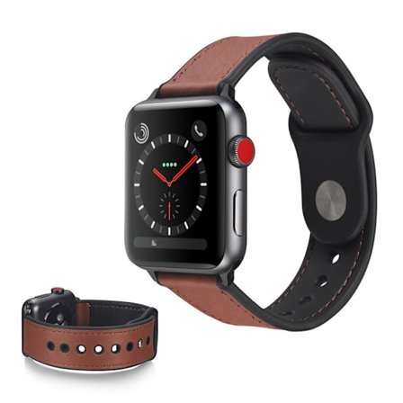 Apple Watch Series 6 / 5 44mm elegant leather watch band - Dark Brown