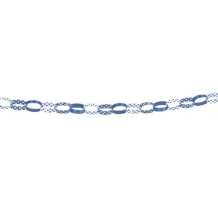 Papirsguirlande blå ensfarvet og prikket 152 cm