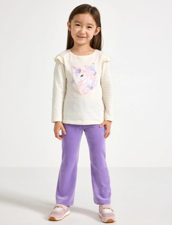 Lindex Leggings Flare Velour Solid - Purple - 92